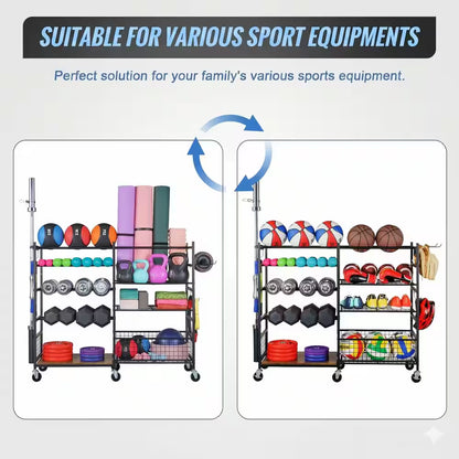 430 lb. Mobile Sports Equipment Storage Rack for Garage