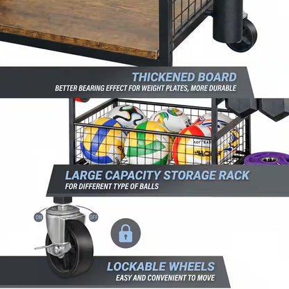 430 lb. Mobile Sports Equipment Storage Rack for Garage