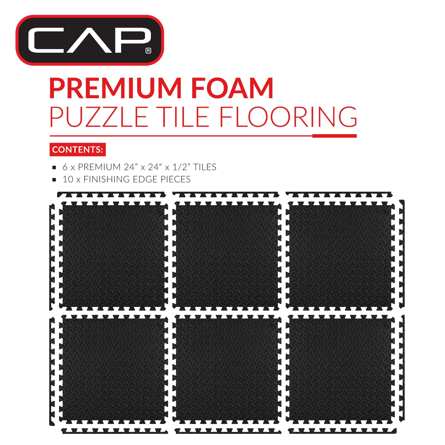 High-Density Interlocking Puzzle Mat Set - 22.3" x 22.3", 6 Pieces