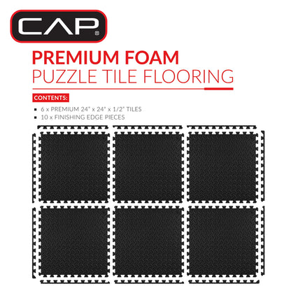 High-Density Interlocking Puzzle Mat Set - 22.3" x 22.3", 6 Pieces