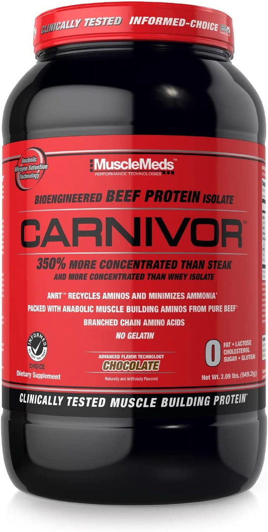 CARNIVOR Beef Protein Isolate - Muscle Building & Recovery Formula, Lactose-Free, Sugar-Free, Fat-Free, Chocolate Flavor, 2.25 lbs, 28 Servings