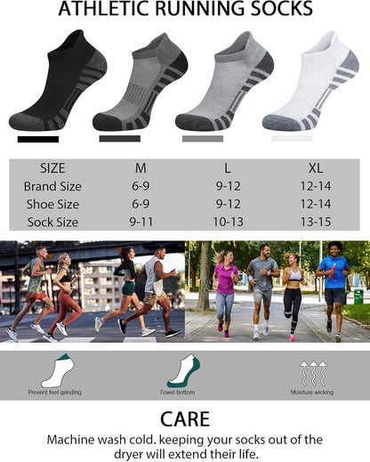 Cushioned Breathable Low Cut Athletic Running Socks for Men and Women - 6 Pairs