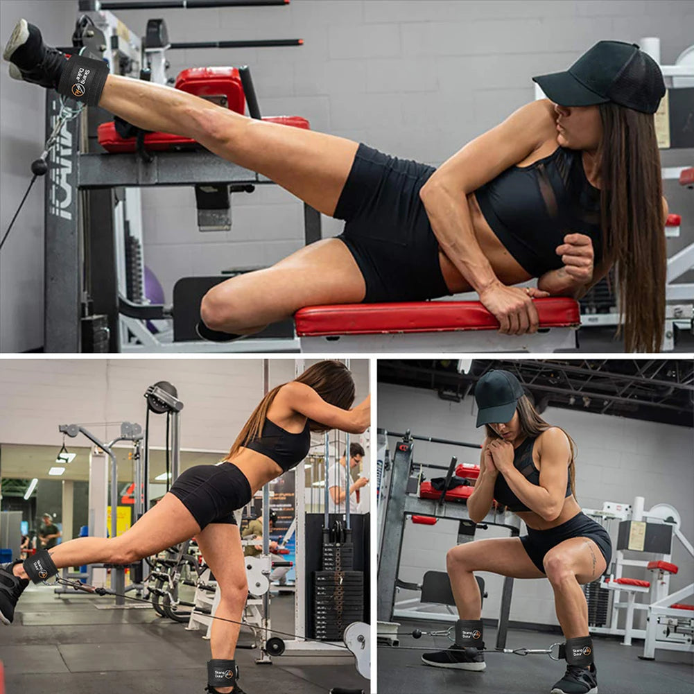 Padded Ankle Straps for Cable Machines - Comfortable D-Ring Fitness Anklets for Gym Pulley (1 or 2 Pieces)
