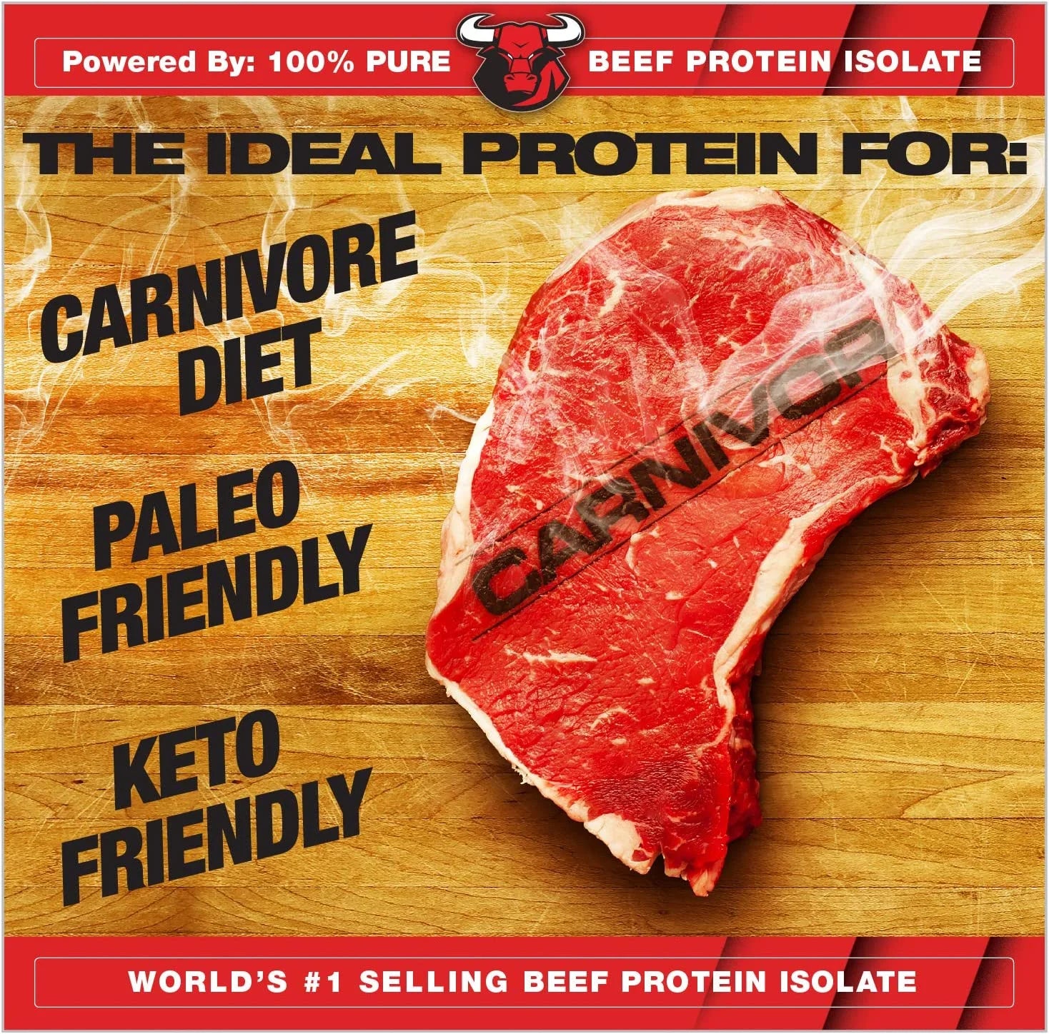 CARNIVOR Beef Protein Isolate - Muscle Building & Recovery Formula, Lactose-Free, Sugar-Free, Fat-Free, Chocolate Flavor, 2.25 lbs, 28 Servings