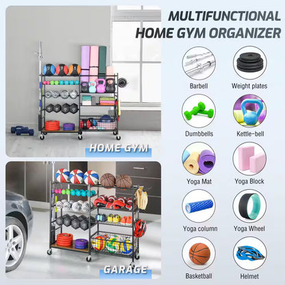 430 lb. Mobile Sports Equipment Storage Rack for Garage